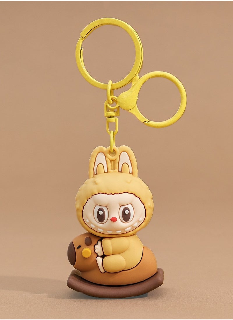 Generic - New Labubu Rocking Horse Keychain - Cute 3D Figurine, Creative Bag Charm for Students, Trendy Star-Inspired Design - Image 1