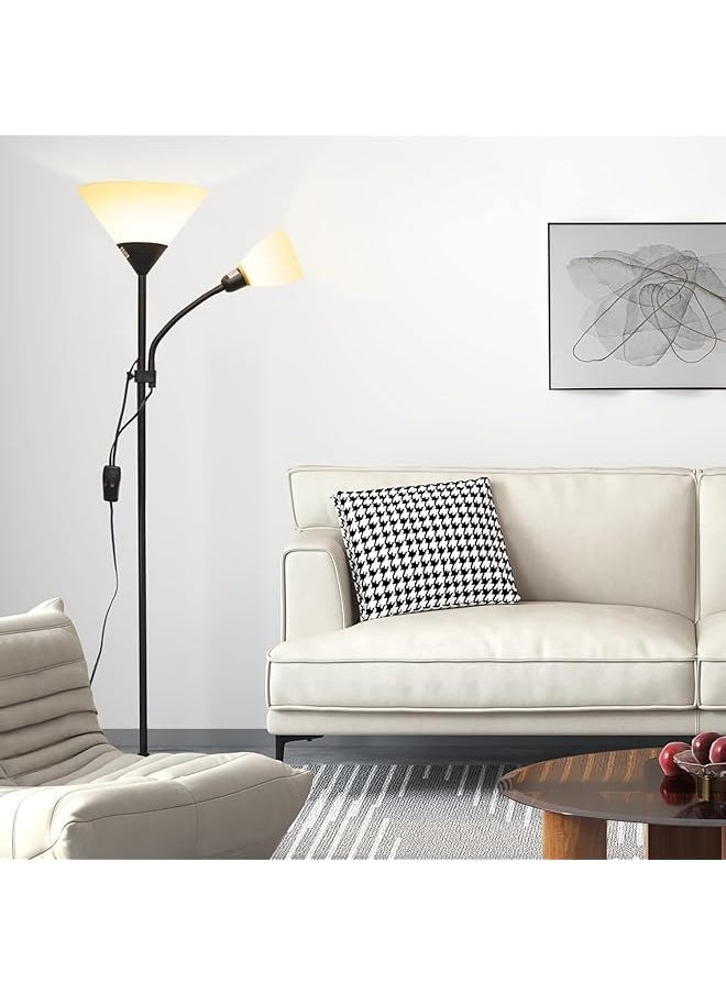 Floor Lamp Standing Lamp 9W Led Flashlight Floor Lamp With 4W Adjustable Reading Light 3000K Saving Led Bulb 3 Way Switch 50 000 Hours Suitable For Bedroom Living Room Office Floor Lamp