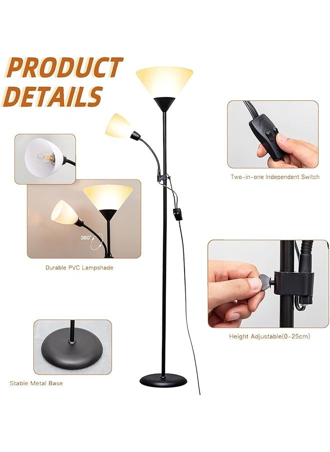 DMG TECH Floor Lamp Standing Lamp 9W Led Flashlight Floor Lamp With 4W Adjustable Reading Light 3000K Saving Led Bulb 3 Way Switch 50 000 Hours Suitable For Bedroom Living Room Office Floor Lamp  - Image 5