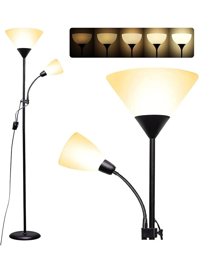 DMG TECH Floor Lamp Standing Lamp 9W Led Flashlight Floor Lamp With 4W Adjustable Reading Light 3000K Saving Led Bulb 3 Way Switch 50 000 Hours Suitable For Bedroom Living Room Office Floor Lamp  - Image 1