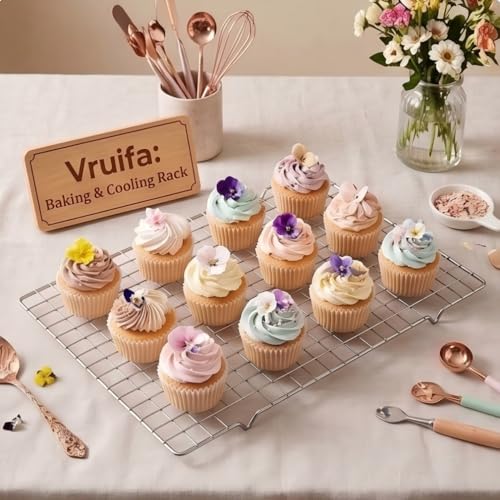 VRUIFA 2PCS Cooling Racks for Cooking and Baking Stainless Steel Wire Rack Suitable for 10 x 15 Sheet Pan and Grilling RoastingDrying Oven and Dishwasher Safe - Image 3
