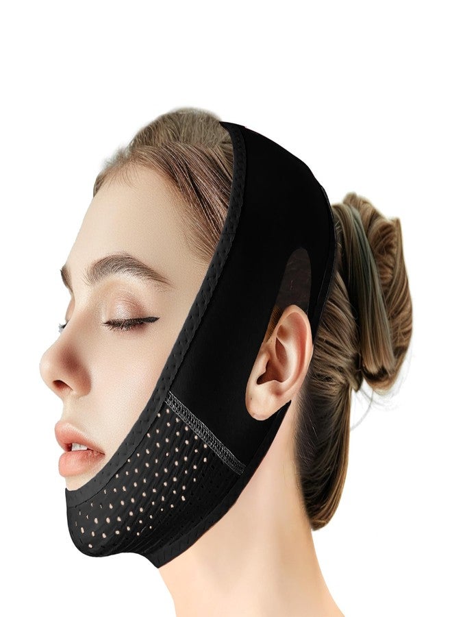 Beiskll Reusable V Line Lifting Mask with Chin Strap, V Shaped Face Mask for Sagging, Jaw Exerciser (Black) - Image 1