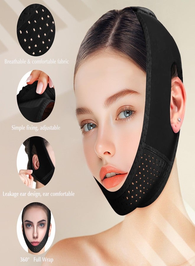 Beiskll Reusable V Line Lifting Mask with Chin Strap, V Shaped Face Mask for Sagging, Jaw Exerciser (Black) - Image 3