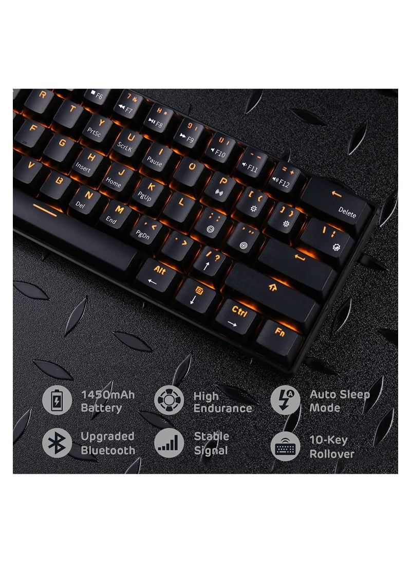 Generic RK61 61-Key White Backlight Bluetooth/2.4G Wireless/USB Wired Three Modes Tablet Computer Mobile Office Gaming Keyboard  - Image 3