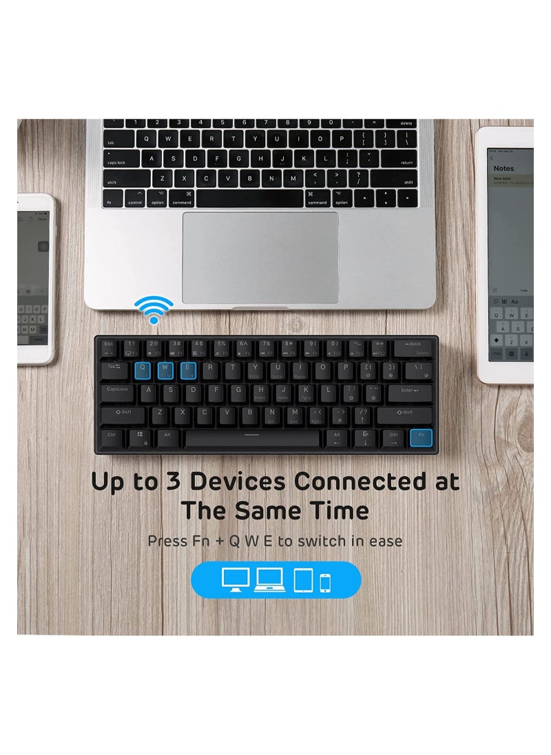 Generic RK61 61-Key White Backlight Bluetooth/2.4G Wireless/USB Wired Three Modes Tablet Computer Mobile Office Gaming Keyboard  - Image 5