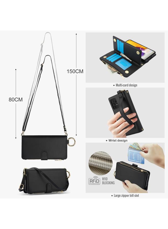 S-TOP Case For Samsung Galaxy A52 4G / 5G Crossbody Ring Multifunctional Wallet Leather Phone Case - Image 3