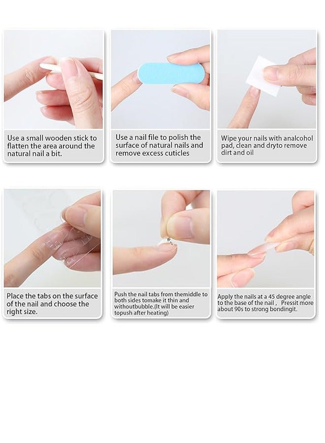 Press On Nails Short Squoval ABS Natural Fit Fake Nails with Jelly Glue Reusable Manicure Glue On Nails Woman and Girl False Nails UV Cover Gel Glossy Nails 15Sizes 24PCS - Image 2