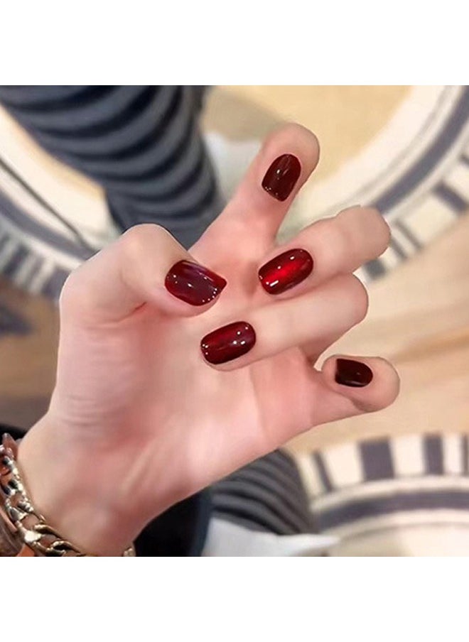 Generic Press On Nails Short Squoval ABS Natural Fit Fake Nails with Jelly Glue Reusable Manicure Glue On Nails Woman and Girl False Nails UV Cover Gel Glossy Nails 15Sizes 24PCS  - Image 1