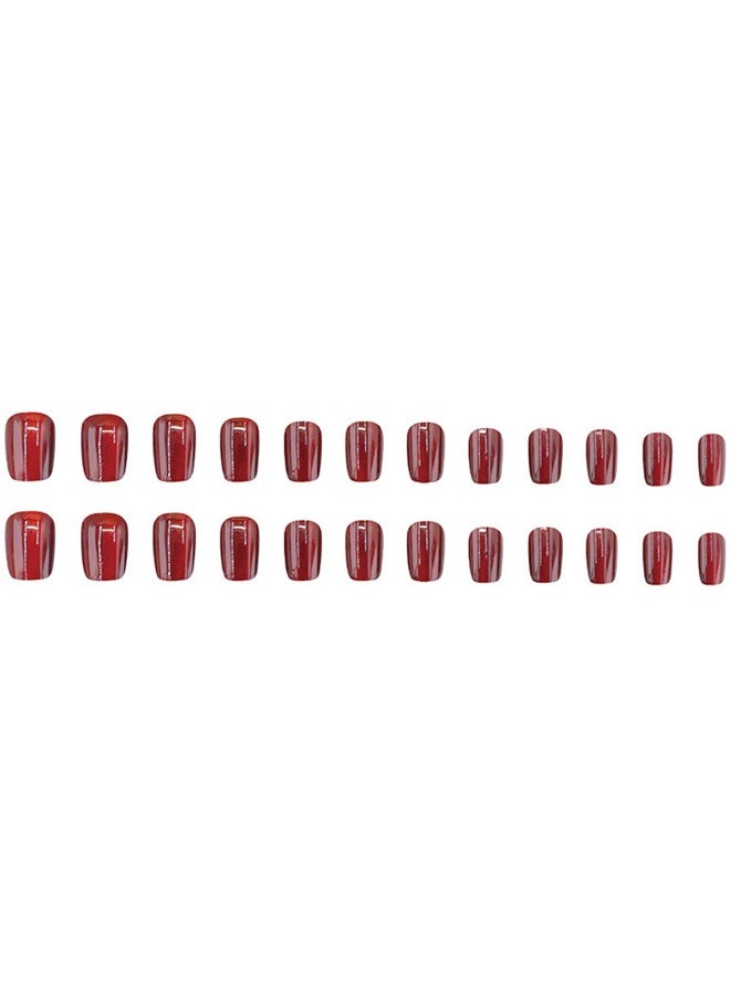 Generic Press On Nails Short Squoval ABS Natural Fit Fake Nails with Jelly Glue Reusable Manicure Glue On Nails Woman and Girl False Nails UV Cover Gel Glossy Nails 15Sizes 24PCS  - Image 3