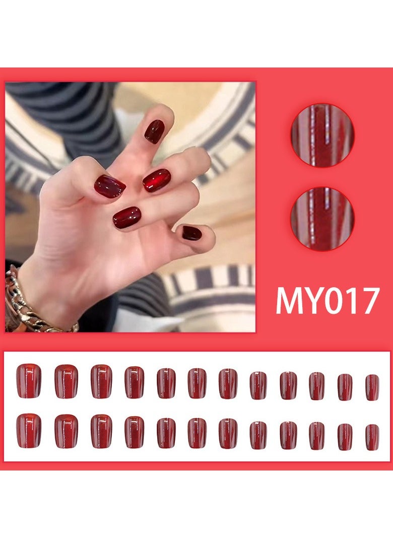 Generic Press On Nails Short Squoval ABS Natural Fit Fake Nails with Jelly Glue Reusable Manicure Glue On Nails Woman and Girl False Nails UV Cover Gel Glossy Nails 15Sizes 24PCS  - Image 2