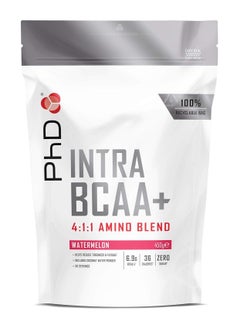 PhD Intra Bccaa + Powder, 4:1:1 Amino Blend, Helps Reduce Tiredness & Fatigue, Includes Coconut Water Powder, Watermelon Flavour, 450 gm  - Image 1