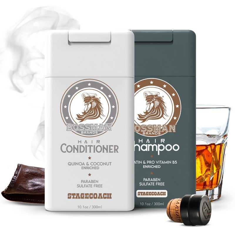Bossman Hair Shampoo and Conditioner Combo - Hydrating, Strengthening, and Soothing Formula for Men's Hair - Paraben Free & Sulfate Free (Stagecoach) - Packaging May Vary - Image 1