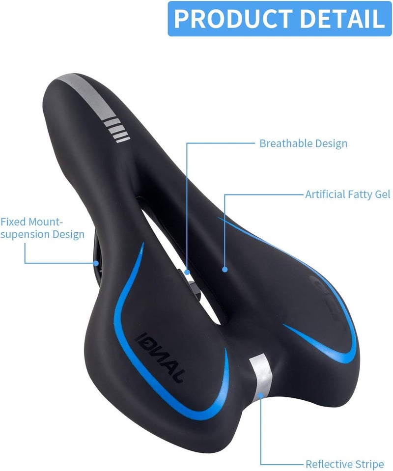 Moocci Comfortable MTB Gel Seat Mountain Bike Saddle MTB Saddle Mountain Bike Seat Gel Bikes Seats Breathable & Soft & Waterproof Bike Saddle Cushion for Men and Women - Image 3