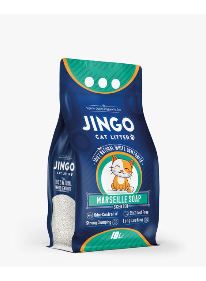 جينجو رمل القطط برائحة صابون مرسيليا - 10 لتر