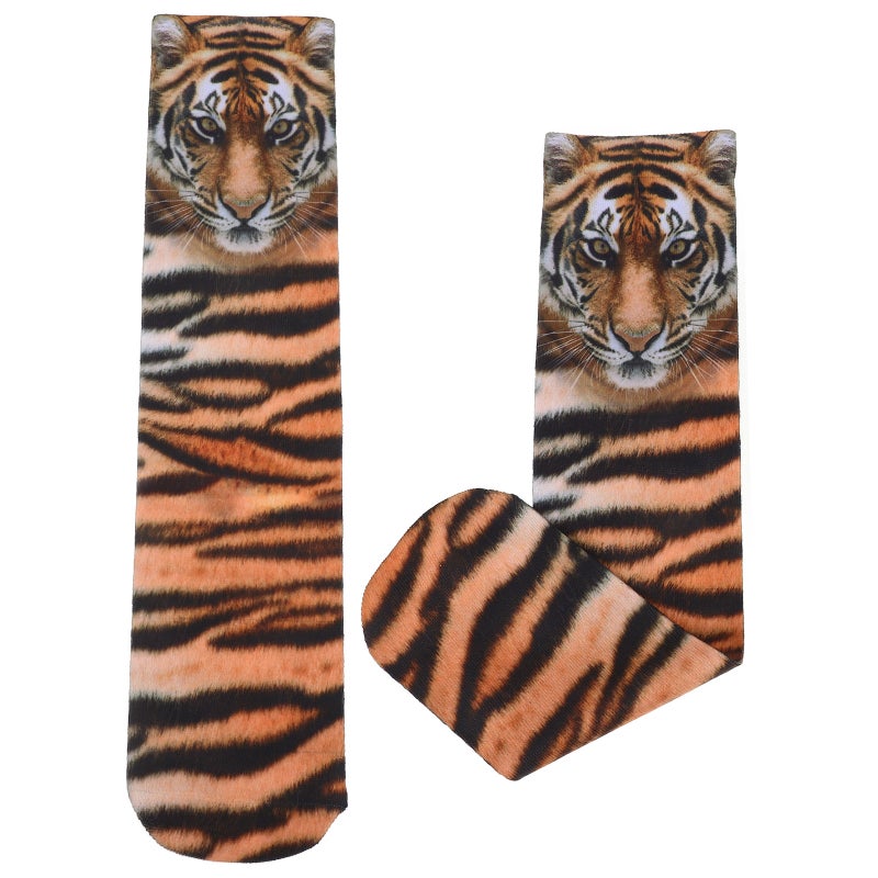 1 pair of 3D Printing Socks Tiger Pattern Socks Festival Unisex Stockings - Image 1