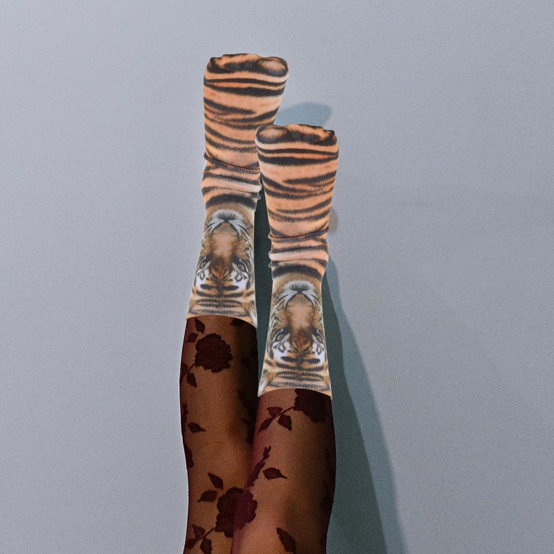 1 pair of 3D Printing Socks Tiger Pattern Socks Festival Unisex Stockings - Image 3
