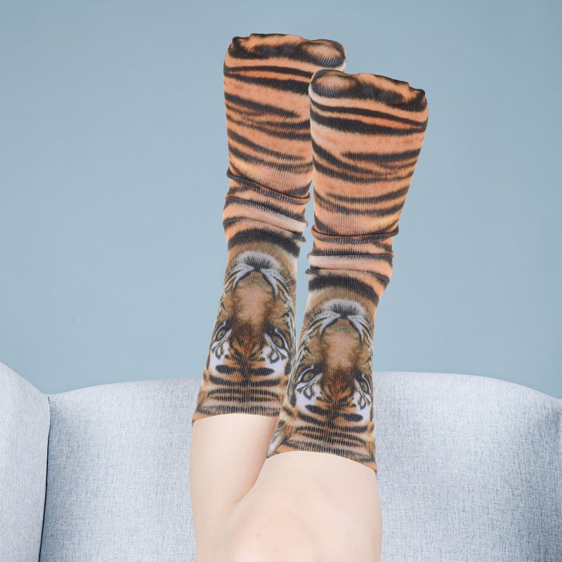 1 pair of 3D Printing Socks Tiger Pattern Socks Festival Unisex Stockings - Image 2