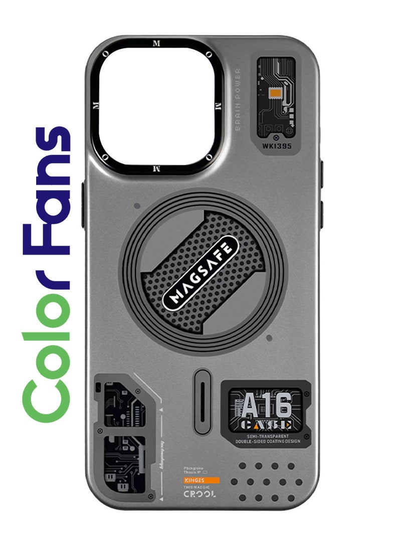 Color Fans Magnetic Case for iPhone 15 Pro Max Compatible with MagSafe Slim Protective Translucent Matte Phone Cover Matte Grey - Image 1