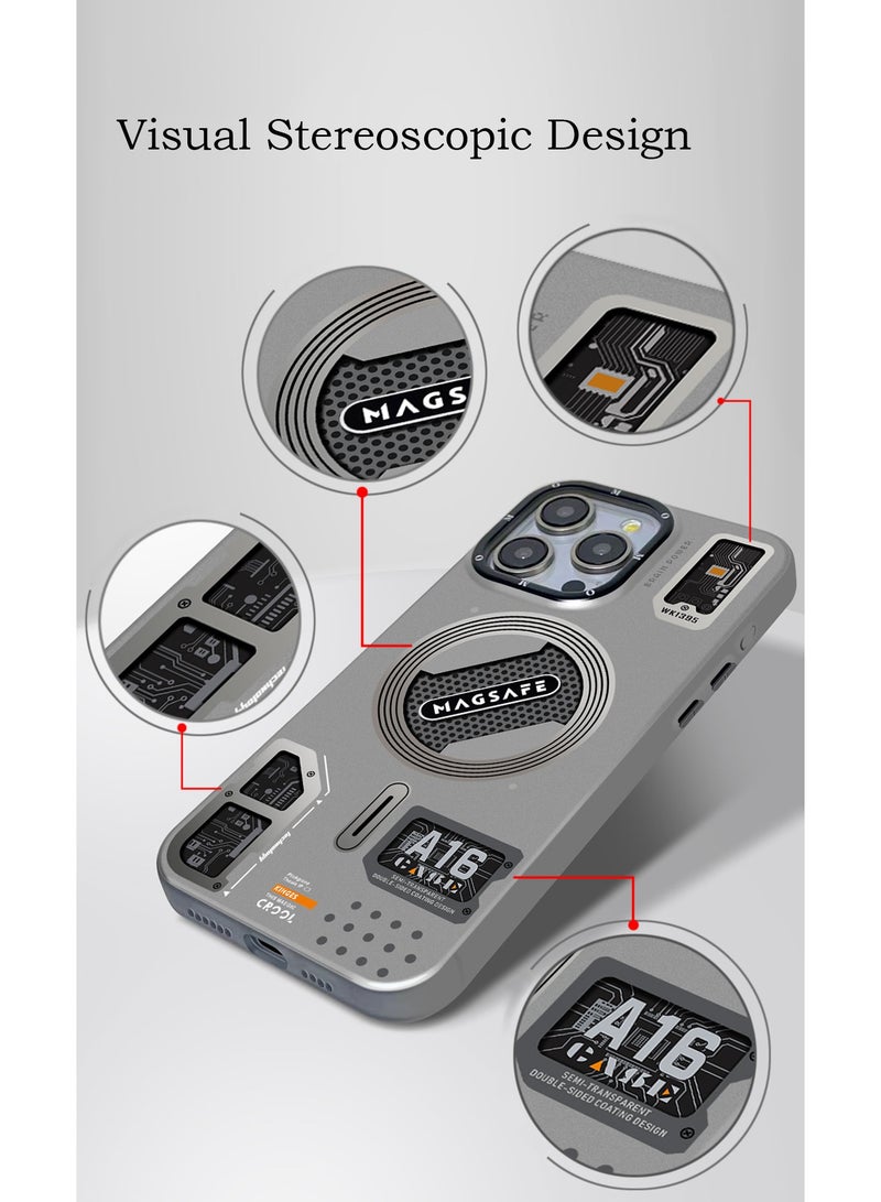 Color Fans Magnetic Case for iPhone 15 Pro Max Compatible with MagSafe Slim Protective Translucent Matte Phone Cover Matte Grey - Image 5