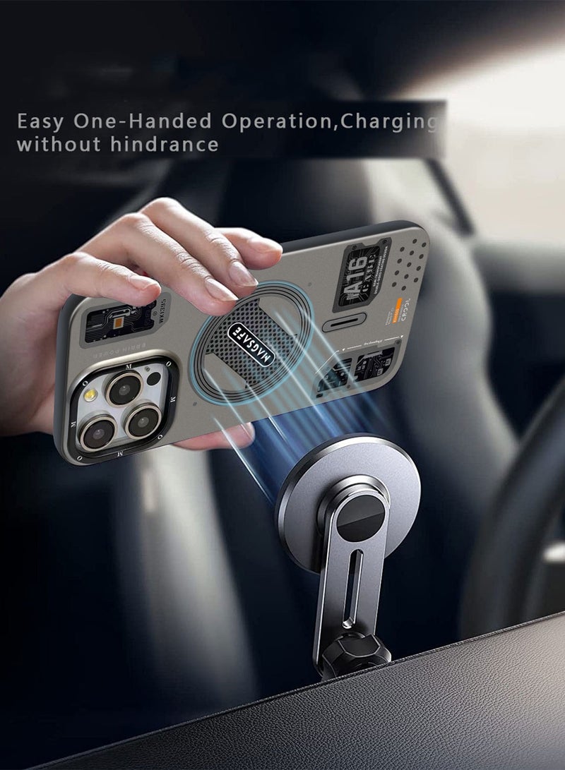 Color Fans Magnetic Case for iPhone 15 Pro Max Compatible with MagSafe Slim Protective Translucent Matte Phone Cover Matte Grey - Image 4