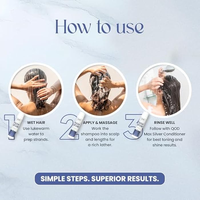 QoD PRO Max Silver Shampoo, For Blonde, Streaked & Gray Hair with Violet Pigments, Wheat Protein, Murumuru Butter, Silicones for Yellow Tone Control & Extended Straight Hair Smoothness, 10 oz (300 ml) - Image 5