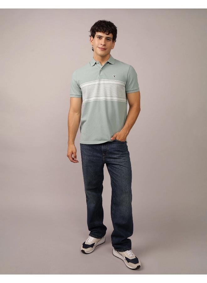 American Eagle AE Logo Striped Polo Shirt - Image 1