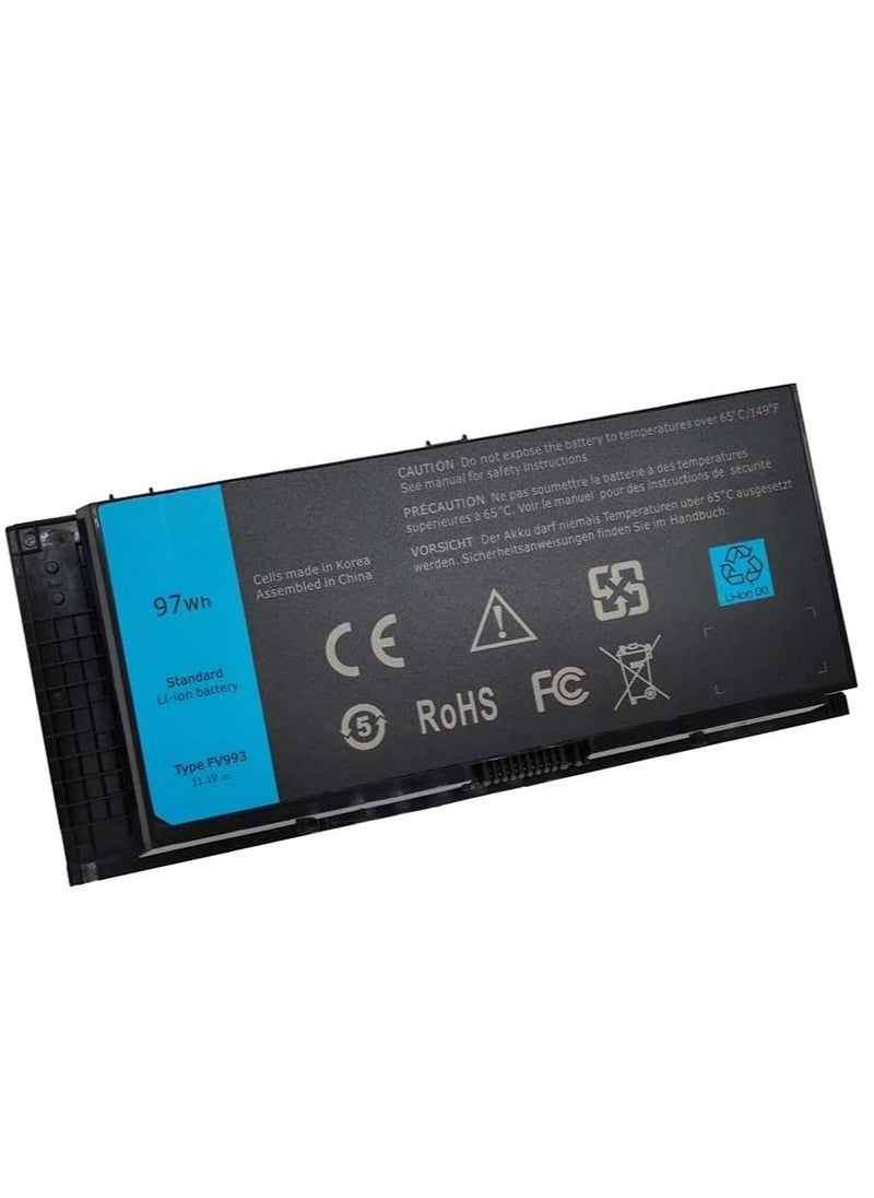 Generic FV993 11.1V 97WH Laptop Battery Compatible with Dell Precision M4600 M4700 M4800 M6600 M6700 M6800 FJJ4W 0TN1K5 K4RDX GHYB2 6RC7ND - 9 Cell Polymer  - Image 1