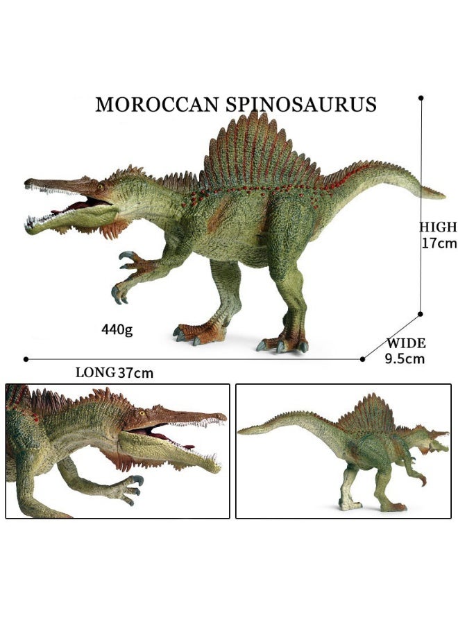 HALAMODO Morocco Spinosaurus Animal Model Toy With Movable Jaw, Realistic Solid Dinosaur Statue, Jurassic Dinosaur Toy For Kids, Children Cognitive Education Toy, Bath And Pool Water Play Toys, Boys Girls Birthday Party Gifts,  Ideal Gift and Room Decor for Boys & Girls, Green , 37*9.5*17 Cm - Image 1