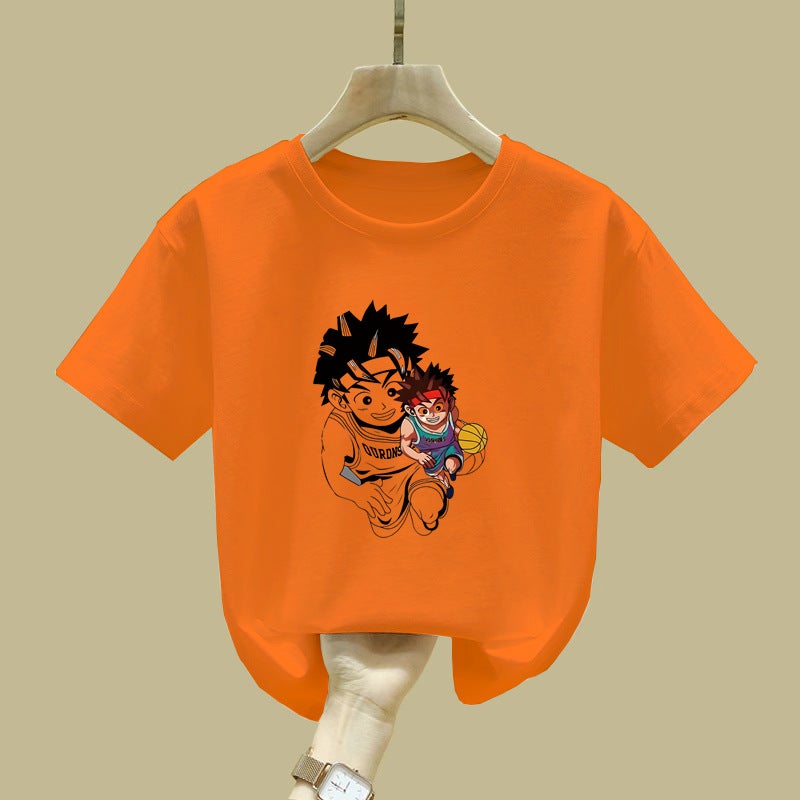 2424# Children'S Cotton T-Shirt Cartoon Short-Sleeved Middle And Big Children'S Base Shirt Boys' Loose Jacket Children'S Wear - Image 2
