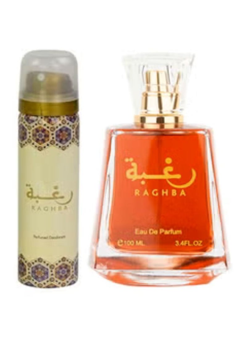 Lattafa Raghba EDP With Perfumed Deodorant 100ml - Image 1