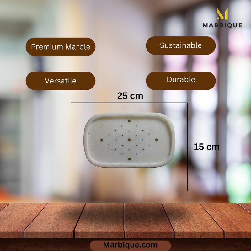 MARBIQUE Premium White Marble Tray Platter Serving Board 25 × 15 cm - Image 4