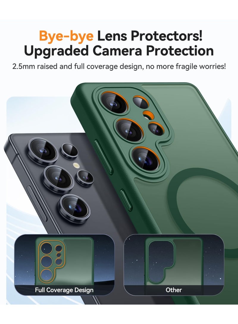 شيك فايب جراب مصمم لهاتف Samsung Galaxy S25 Ultra (2025)، حماية كاملة للكاميرا، متوافق مع Magsafe، غطاء واقٍ خلفي شفاف غير لامع، جراب هاتف رفيع رفيع لحماية كاملة لهاتف Galaxy S25 Ultra، أخضر - Image 4