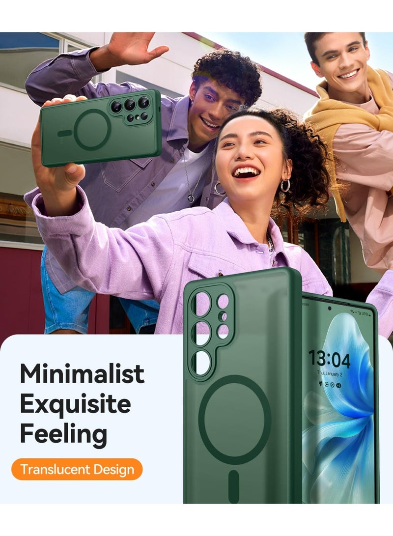 شيك فايب جراب مصمم لهاتف Samsung Galaxy S25 Ultra (2025)، حماية كاملة للكاميرا، متوافق مع Magsafe، غطاء واقٍ خلفي شفاف غير لامع، جراب هاتف رفيع رفيع لحماية كاملة لهاتف Galaxy S25 Ultra، أخضر - Image 5