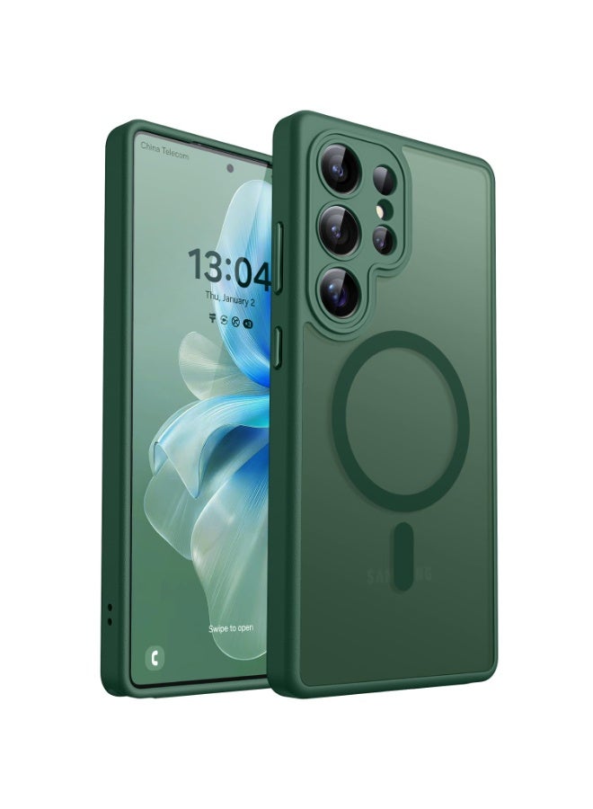 شيك فايب جراب مصمم لهاتف Samsung Galaxy S25 Ultra (2025)، حماية كاملة للكاميرا، متوافق مع Magsafe، غطاء واقٍ خلفي شفاف غير لامع، جراب هاتف رفيع رفيع لحماية كاملة لهاتف Galaxy S25 Ultra، أخضر - Image 1