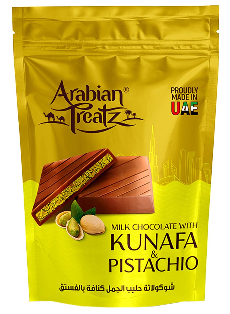 Arabian Treatz Milk  Chocolate with Kunafa & Pistachio 250g | Premium UAE Chocolate | Rich Milk Chocolate - Image 1