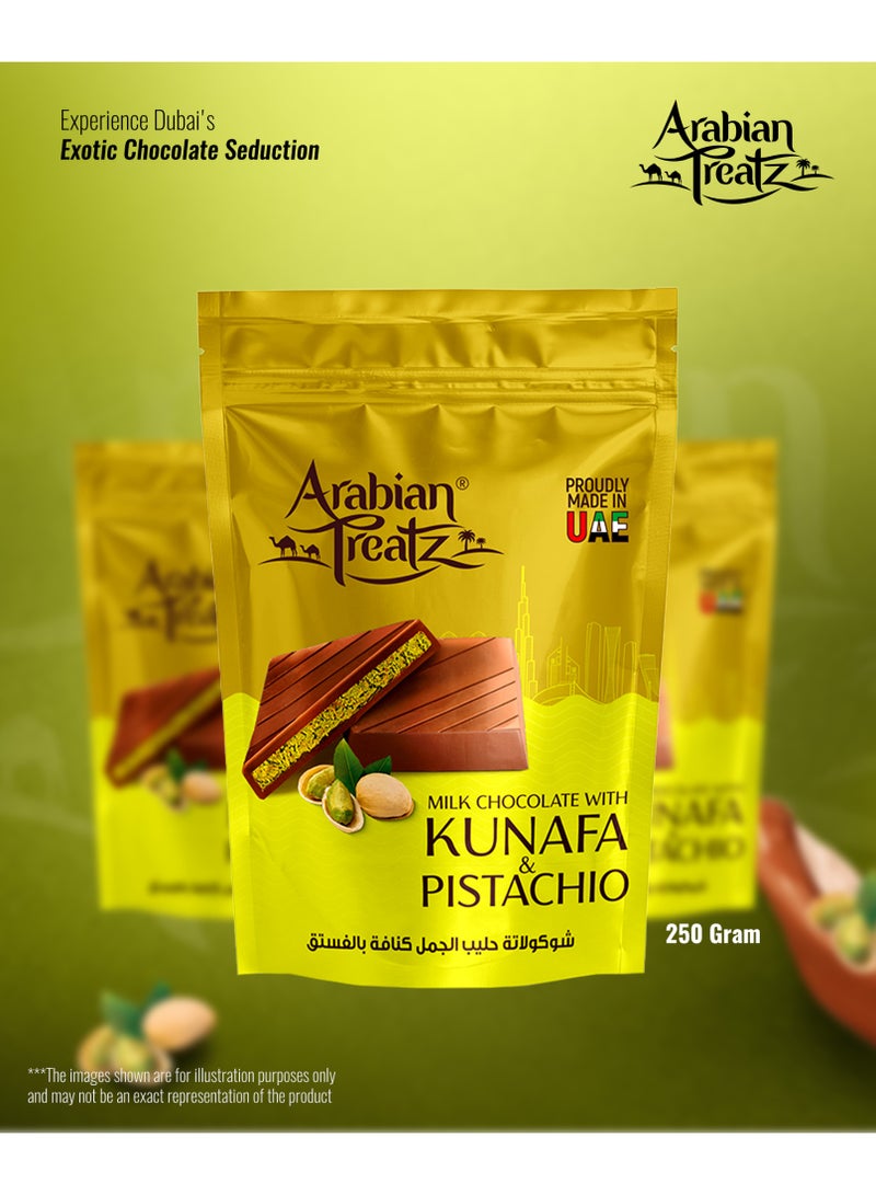 Arabian Treatz Milk  Chocolate with Kunafa & Pistachio 250g | Premium UAE Chocolate | Rich Milk Chocolate - Image 5