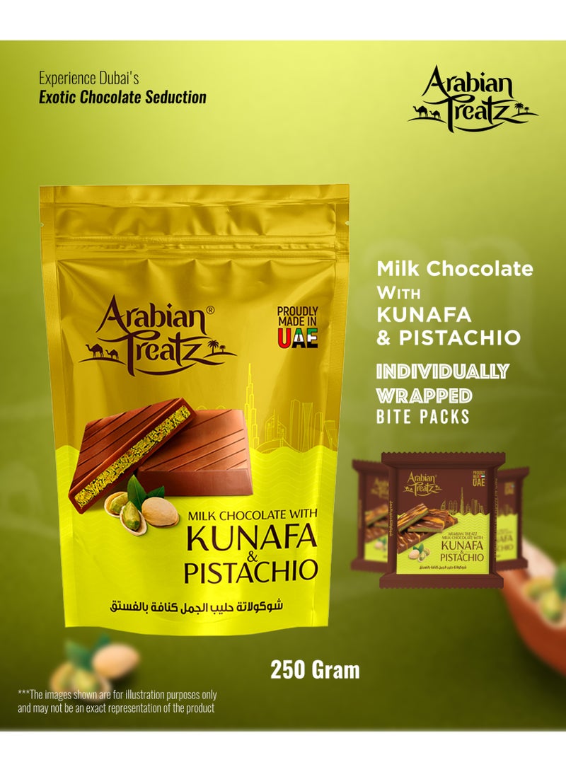 Arabian Treatz Milk  Chocolate with Kunafa & Pistachio 250g | Premium UAE Chocolate | Rich Milk Chocolate - Image 4