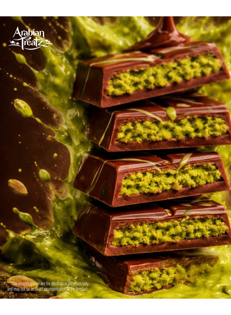 Arabian Treatz Milk  Chocolate with Kunafa & Pistachio 250g | Premium UAE Chocolate | Rich Milk Chocolate - Image 2