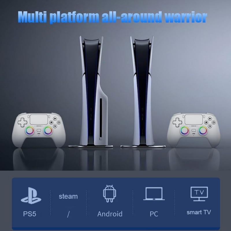 Wireless Bluetooth/Wired Controller for PS5 Controlles, VIdeogames Controller Compatible with Playstation 5, Android, PC, Smart TV, with Hall Joysticks, RGB Lighting, Microphone, Touch Pad, Macro Pro - Image 3