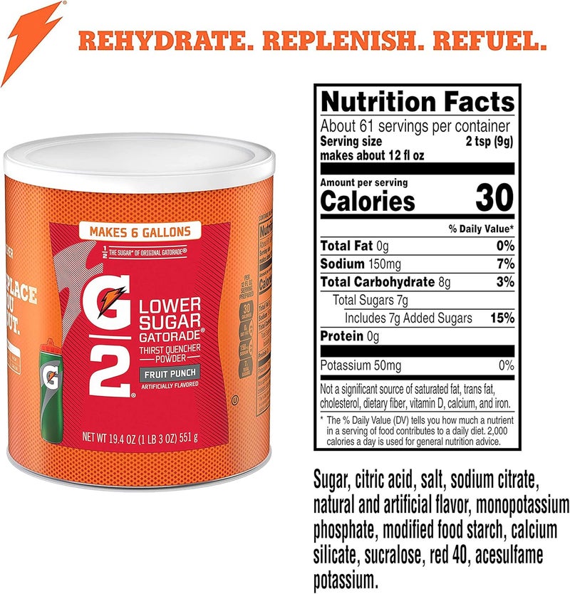 Gatorade Thirst Quencher Powder, G2 Fruit Punch, 19.4 Ounce, pack of 3 - Image 2
