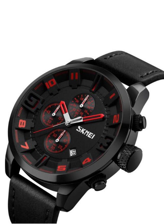 men Leather Chronograph Watch 9165 - 47 mm - Black - Image 2