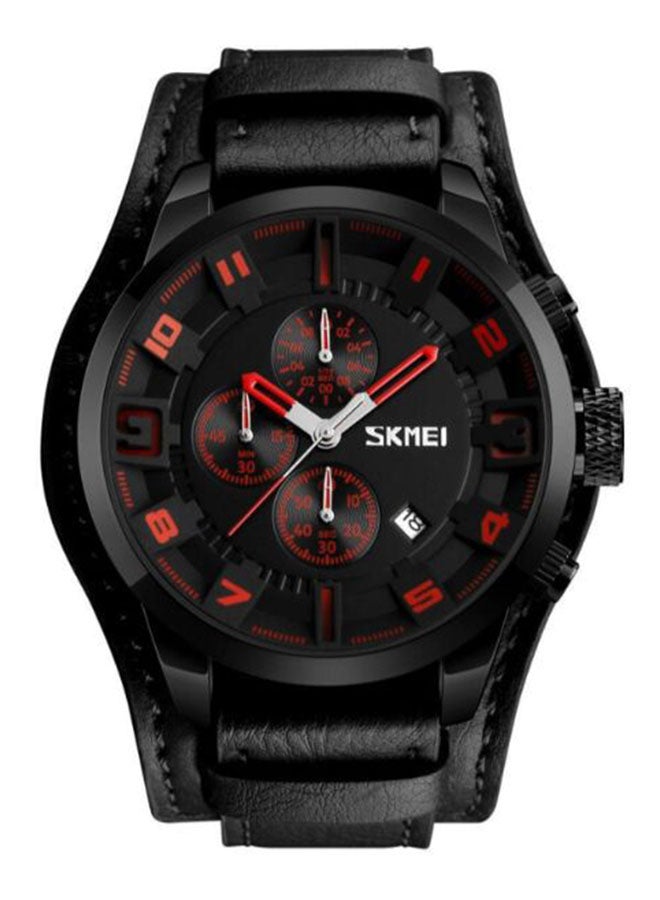 men Leather Chronograph Watch 9165 - 47 mm - Black - Image 1