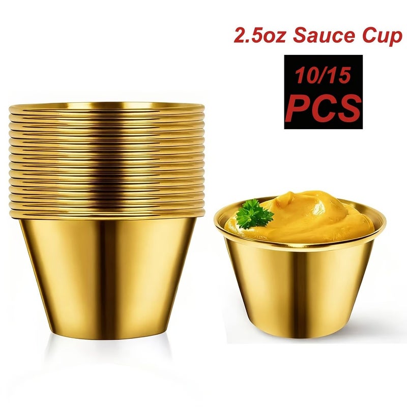 10pcs High Quality Stainless Steel Seasoning Cups Reusable Metal Dipping Sauce Containers 2.5oz Commercial Grade for Home and Restaurant Use Dishwasher Safe - Image 5