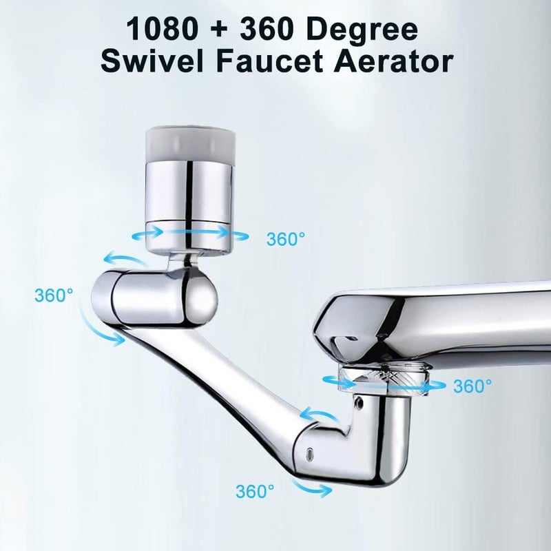 OneNine 1440° Rotating Faucet Extender Aerator, Universal Splash Filter Faucet for Kitchen Sink Bathroom, 1440 Big Angle Swivel Faucet Aerator Sink Face Wash Attachment with 2 Water Outlet Modes - Image 2