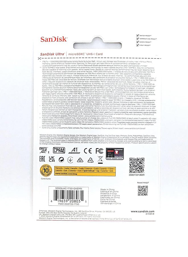 sandisk 1.5TB Ultra microSDXC UHS-I Memory Card - Up to 150MB/s, C10, U1, Full HD, A1, MicroSD Card - SDSQUAC-1T50-GN6MN - Image 3