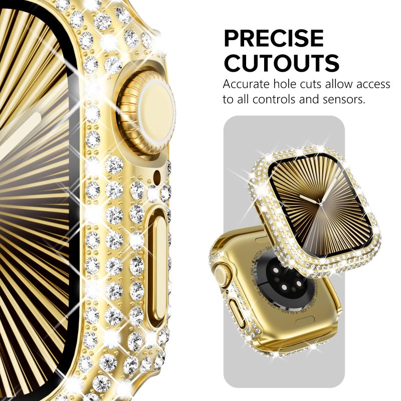 KADES 3-Pack Bling Cases Compatible with Apple Watch Case 38mm Full Diamond with Built-in Screen Protector for Apple Watch Series 3 2 1 (38mm, Gold/Iridescent/Clear) - Image 3