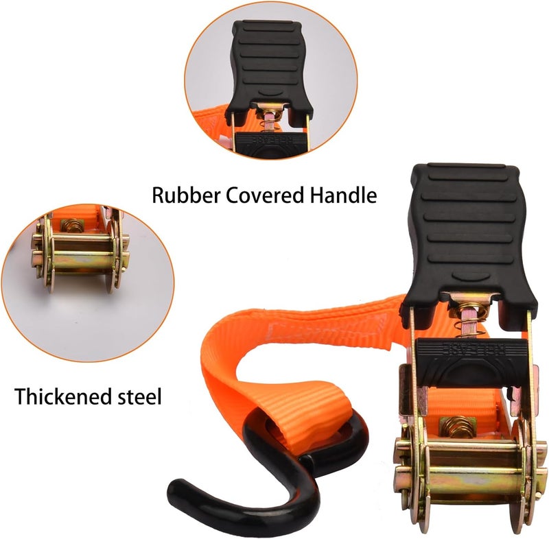 Pioleackflew 4 x 800 kg lashing straps with ratchet, 5 m lashing straps, lashing straps with hooks, two-piece ratchet strap, lashing strap for car transport, motorcycle - Image 2