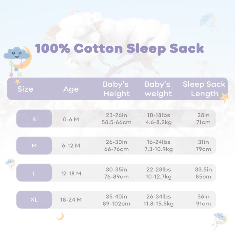Yoofoss Baby Sleep Sack 18-24 Months Wearable Blanket for Babies 100% Organic Cotton 2-Way Zipper TOG 0.5 Toddler Sleeping Sack 3 Pack, Comfy Soft Lightweight - Image 4