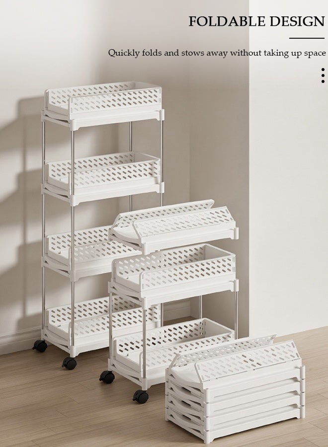 DUNISO 4-Tier Slim Narrow Gap Storage Cabinet with Wheels,Kitchen Crevice Storage Rack,Multi-layer Trolley Fruit and Vegetable Rack ,Narrow Refrigerator Gap Storage Rack Shelf for Kitchen, Bathroom, Office - Image 5