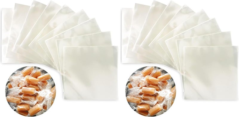 FIESTA WRAPS Clear Candy Wrappers for Caramels (600 Pcs 5 x 5 inches) - Natural Clear Cellophane Candy Wrapper - Caramel Wrappers - Wrapping Paper for Caramels, Chocolate, Nougat and Lollipops (Pack of 2) - Image 1